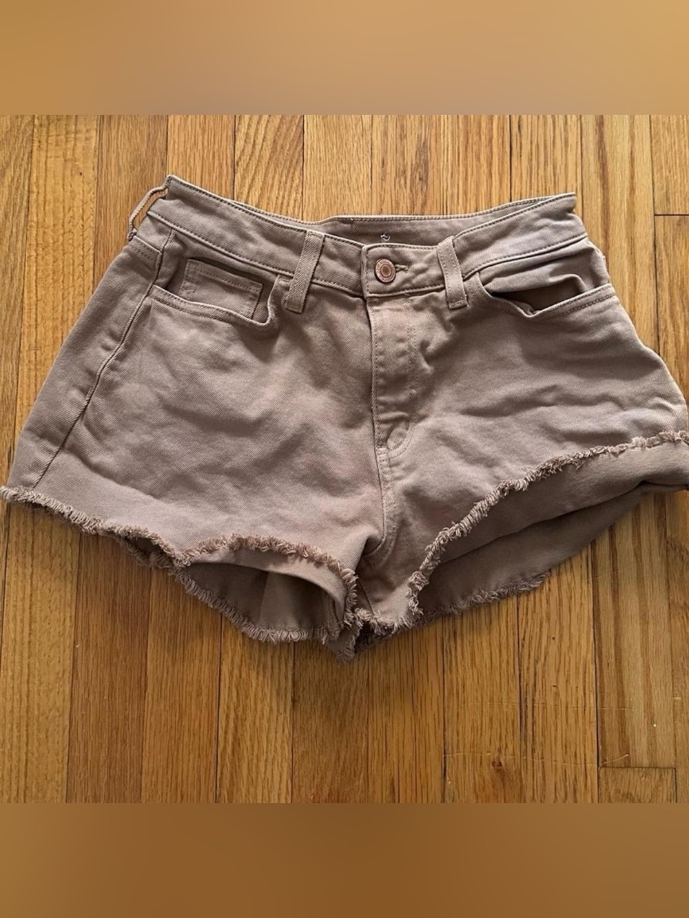 SO Juniors Denim Cutoff Shorts Tan Size 7 Distressed